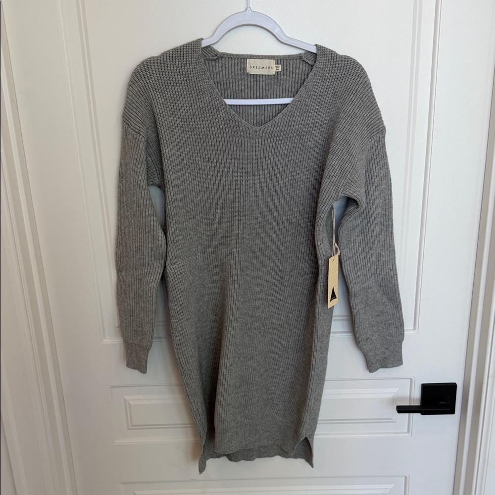 Dreamers Gray Ribbed Mini Dress